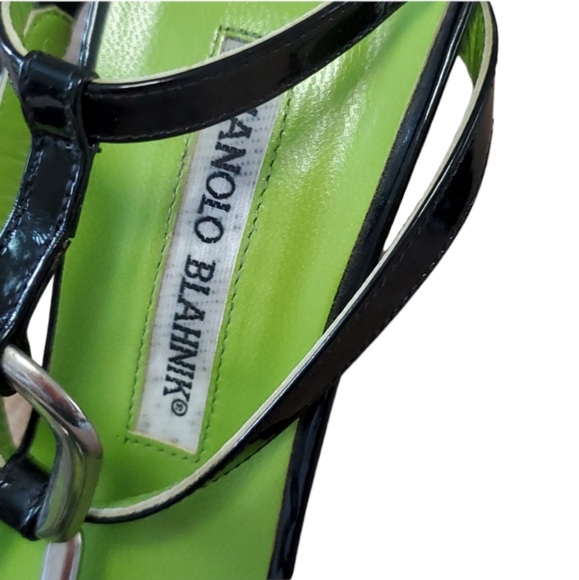 💚HP💚NEW Manolo Blahnik Black T-Strap Stiletto Heels💚Size 41 - Picture 5 of 6